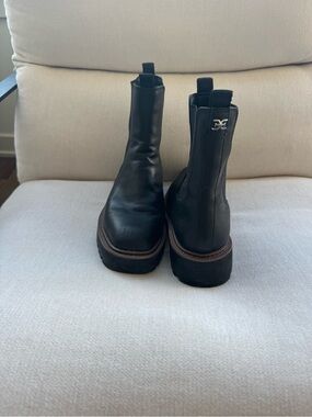 Black Leather Chelsea Boots with Platform Sole - Men